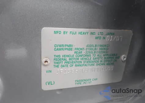 2007 Subaru Forester 2.5Xt Limited from USA, damaged, VIN JF1SG69637H740500